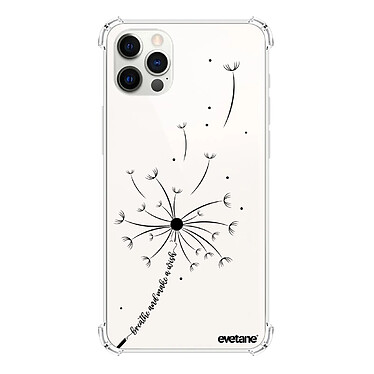 Evetane Coque iPhone 12/12 Pro Silicone antichocs Solides coins renforcés  transparente Motif Pissenlit Make a wish