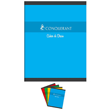 CONQUÉRANT Cahier de Dessin 17x22cm 16 pages 90g uni coloris aléatoire x 25