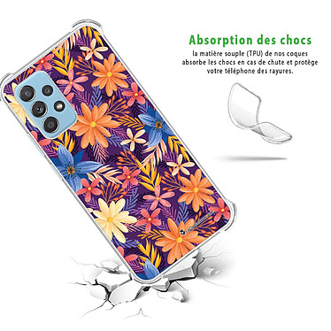 Avis LaCoqueFrançaise Coque Samsung Galaxy A52 Silicone antichocs Solides coins renforcés  transparente Motif Fleurs violettes et oranges