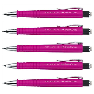 FABER-CASTELL Porte-mine POLY MATIC 0,7 mm avance automatique Rose x 5