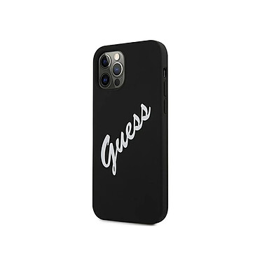 Guess Coque pour Apple iPhone 12 / 12 Pro Collection Silicone Vintage en TPU Noir