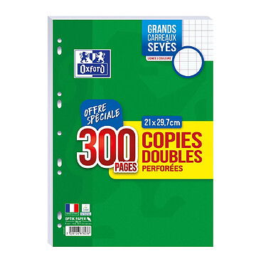 OXFORD Etui de 75 Copies doubles (300 Pages) A4 seyès 90 g