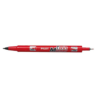 PILOT Marqueur TWIN MARKER BEGREEN indélibile rouge 2 pointes ogives:fine et moyenne x 10