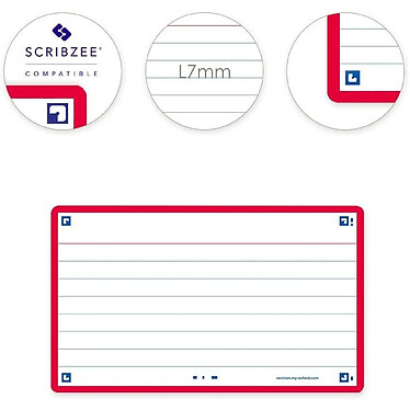 Acheter OXFORD Pack 80 Fiches Bristol Flash 2.0 - 75 x 125 mm Ligné Cadre Rouge