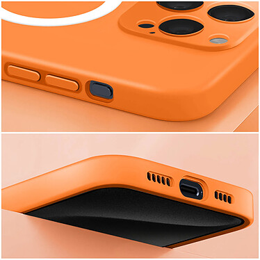 Avizar Coque Magsafe pour iPhone 15 Pro Max Silicone Souple Soft touch  Orange pas cher