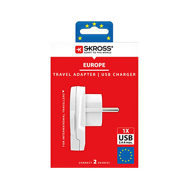 Skross - Adaptateur Secteur Skross Monde À Europe 1 Port Usb Blanc pas cher