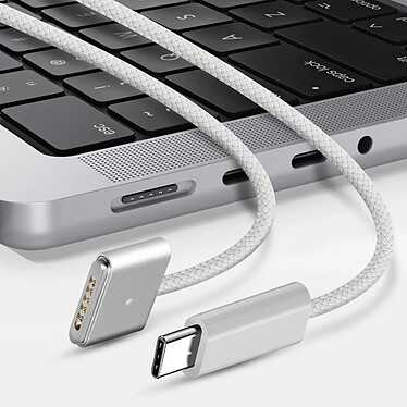 Apple Câble pour MacBook USB C vers MagSafe 3 Nylon Tressé 2m LED Original Blanc pas cher