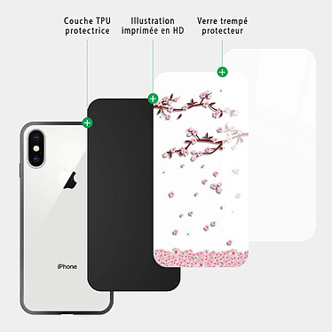 Acheter Evetane Coque en verre trempé iPhone Xs Max Chute De Fleurs