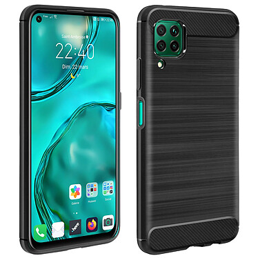 Avizar Coque Huawei P40 Lite Souple Finition Carbone Effet Métal Brossé Noir