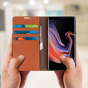 Avis Avizar Étui Samsung Galaxy Note 9 Housse Cuir Portefeuille Fonction Support - camel