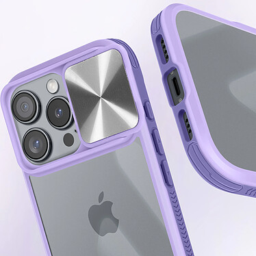 Avizar Coque pour iPhone 16 Pro Cache Caméra Coulissant Compatible QI Violet pas cher