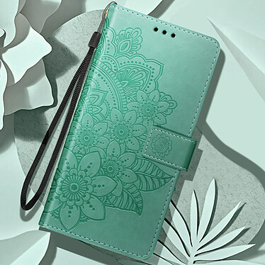 Acheter Avizar Étui Fleurs Mandala pour Samsung Galaxy A35 5G Portefeuille Dragonne Vert