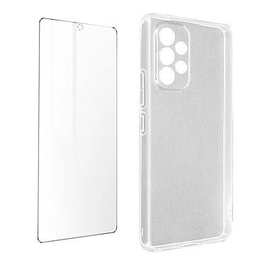 Avizar Coque Samsung Galaxy A53 5G Silicone Souple Film Verre Trempé 9H Transparent