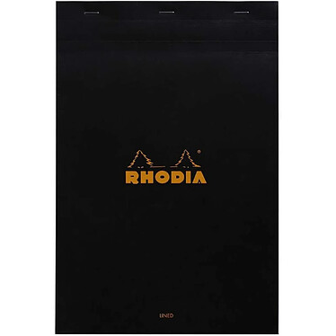 RHODIA Bloc agrafé Rhodia N°19 21x31,8 cm 80 feuillets ligné avec marge 80g - Noir