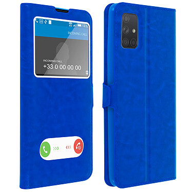 Avizar Housse Galaxy A71 Protection Double Fenêtre Fonction Support - bleu