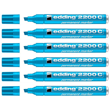 EDDING Marqueur Permanent 2200C Corps Alu Pointe Biseau Bleu clair 1-5 mm x 6