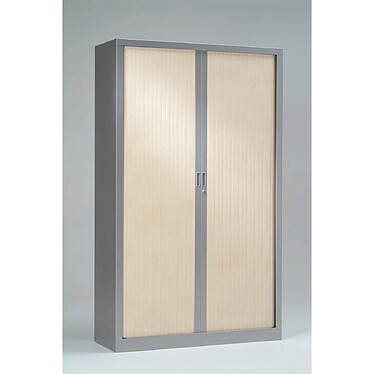 VINCO Armoire Vestiaire Monobloc à Rideaux H198xL60xP43 cm Alu Rideaux Erable