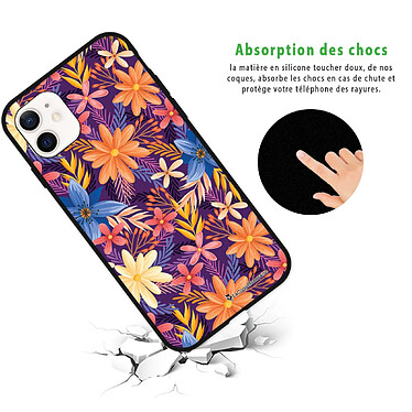 Avis LaCoqueFrançaise Coque iPhone 12 Mini Silicone Liquide Douce Fleurs violettes et oranges