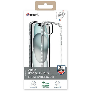 Avis Muvit Coque pour iPhone 15 Plus Renforcée et Antichoc 3M Transparent