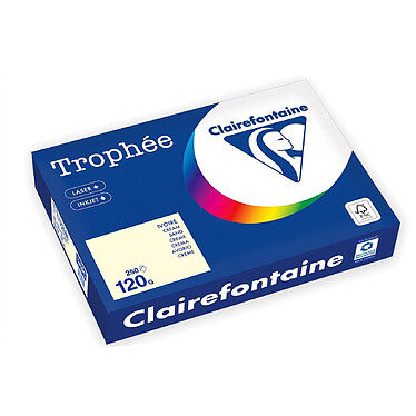 CLAIREFONTAINE Ramette Papier FSC A4 120g 250 Feuilles IVOIRE x 5