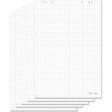 SIGEL Lot de 5 Blocs de 20 feuilles pour tableau de conférences quadrillé blanc