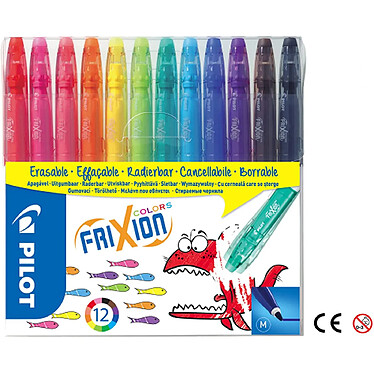 PILOT Etui de 12 Feutre Effaçable FRIXION COLORS Pointe Moyenne Assortis