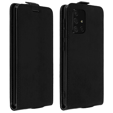 Avizar Étui Samsung Galaxy A71 Effet Lisse Clapet Vertical Porte-carte Noir