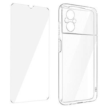 Avizar Coque pour Xiaomi Poco M5 Silicone Souple et Film Verre Trempé 9H  transparent