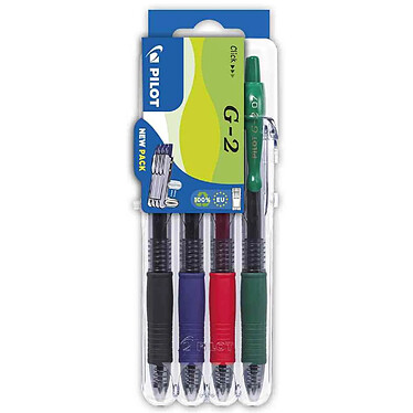 PILOT Stylo à encre gel G2 07 Set2Go, étui de 4