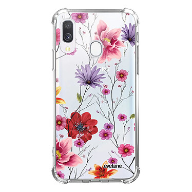 Evetane Coque Samsung Galaxy A40 anti-choc souple angles renforcés transparente Motif Fleurs Multicolores