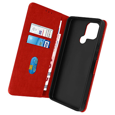 Avizar Housse Xiaomi Redmi A1 et A2 Clapet Portefeuille Fonction Support Vidéo rouge Chesterfield