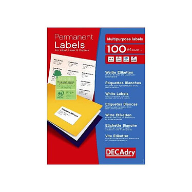 DECADRY Boite de 1400 etiquettes blanches multi-usage 105 x 39 mm