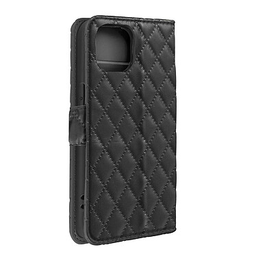 Avizar Étui pour iPhone 15 Portefeuille Design rhombique matelassé  Noir