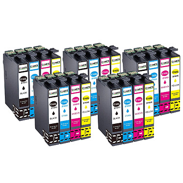 COMETE, Entreprise française - 16XL - 20 Cartouches d'encre Compatibles avec EPSON 16 XL - Noir(5)/Couleur