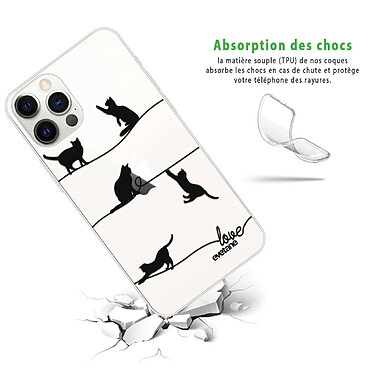 Avis Evetane Coque iPhone 12/12 Pro 360 intégrale transparente Motif Chat Lignes Tendance