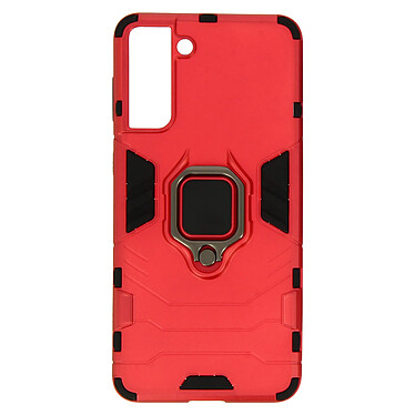 Avizar Coque Galaxy S21 Plus Hybride Antichoc Bague Métallique Support Vidéo rouge