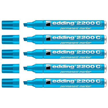 EDDING Marqueur Permanent 2200C Corps Alu Pointe Biseau Bleu clair 1-5 mm x 5