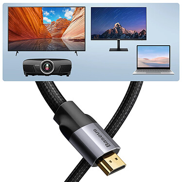 Baseus Câble HMDI vers HDMI 4K Haute Définition Nylon Tressé 2m  Noir pas cher