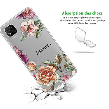 Avis LaCoqueFrançaise Coque Xiaomi Redmi 9C 360 intégrale transparente Motif Amour en fleurs Tendance