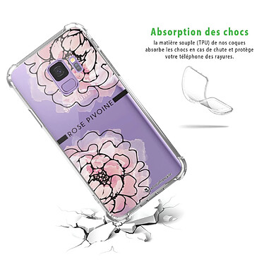 Avis LaCoqueFrançaise Coque Samsung Galaxy S9 anti-choc souple angles renforcés transparente Motif Rose Pivoine