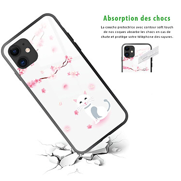 Avis Evetane Coque iPhone 11 Coque Soft Touch Glossy Chat et Fleurs Design