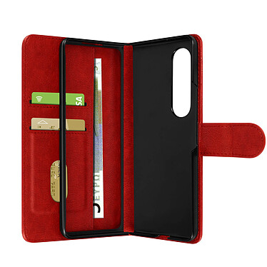 Avizar Coque pour Samsung Galaxy Z Fold 4 Clapet Portefeuille Languette Magnétique  rouge