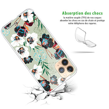 Avis LaCoqueFrançaise Coque iPhone 11 Pro 360 intégrale transparente Motif Fleurs vert d'eau Tendance