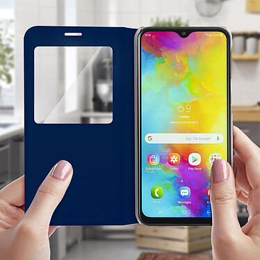 Avis Avizar Housse Samsung Galaxy M20 Étui à Clapet Fenêtre Coque Ultra-fin Bleu nuit