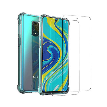 Evetane Coque Xiaomi Redmi Note 9S/Note 9 Pro/Note 9 Pro Max Antichoc Silicone + 2 Vitres en verre trempé Protection écran pas cher