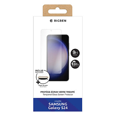 BigBen Connected Protection d'Écran pour Samsung Galaxy S24 en Verre Trempé 2.5D avec SmartFrame Transparent pas cher