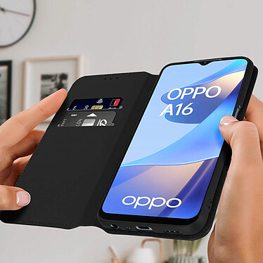 Avis Avizar Étui Oppo A16 et Oppo A16s Clapet Portefeuille Fonction Support Vidéo Noir