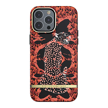 Richmond & Finch Coque pour iPhone 13 Pro Max Revêtement Antibactérien Motif Guépard Rouge / Noir