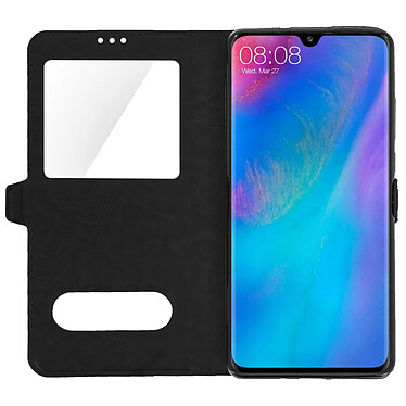 Avizar Housse Huawei P30 Pro Étui Double Fenêtre Fonction Support Coque Silicone - Noir pas cher