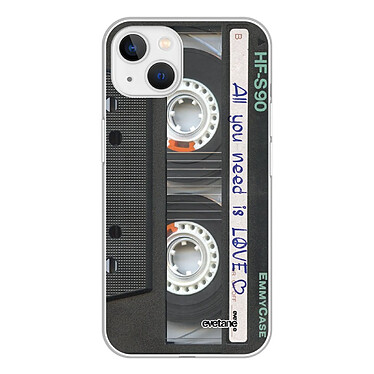 Evetane Coque iPhone 13 Mini silicone transparente Motif Cassette ultra resistant